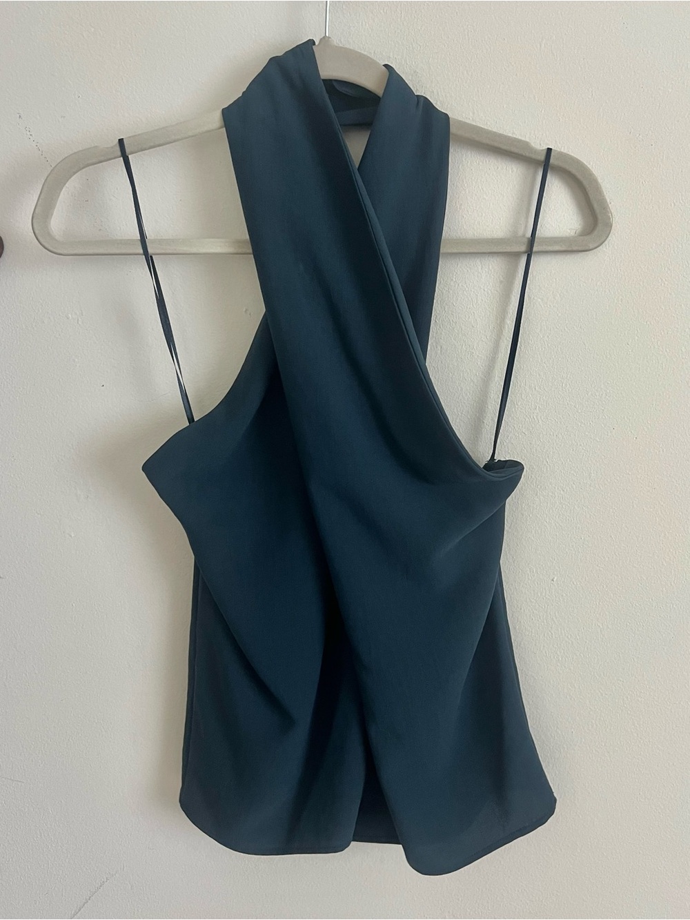 Zara Teal Cross-Front Spaghetti Strap Camisole